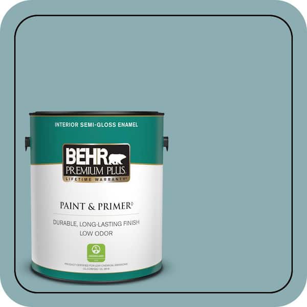 BEHR PREMIUM PLUS 1 gal. #510F-4 Bon Voyage Semi-Gloss Enamel Low Odor Interior Paint & Primer