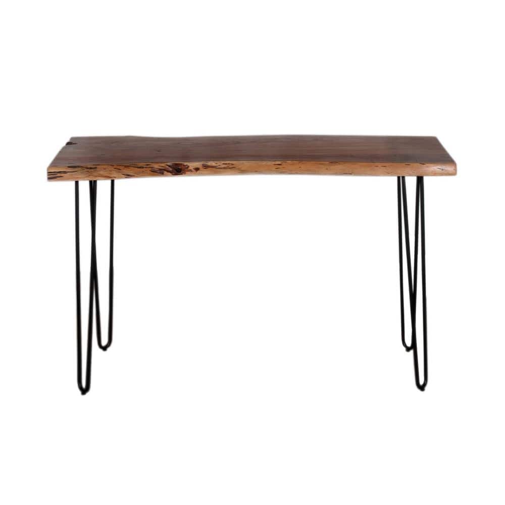 Natural Live Edge Acacia Wood and Metal Hairpin Console Table