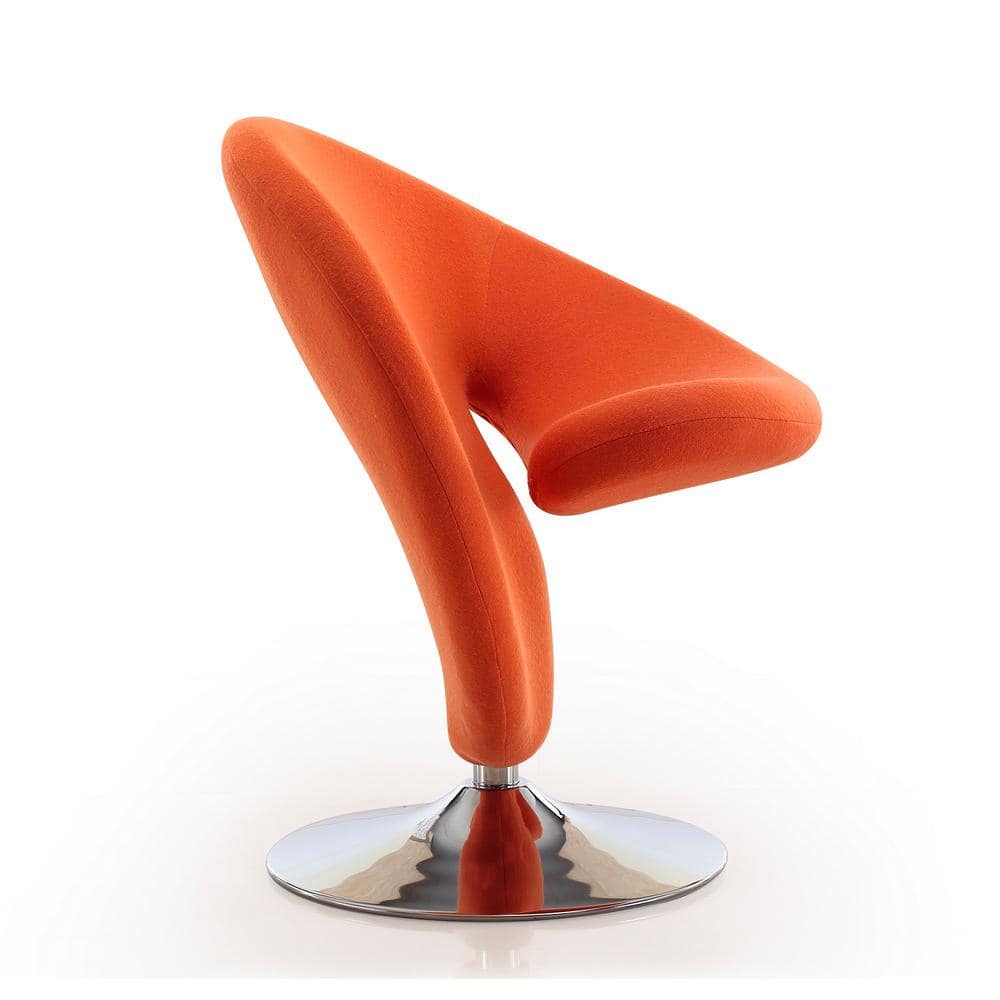 Curl Orange Wool and Metal Swivel Accent Chair