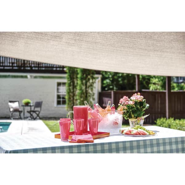 Vigoro 6 ft. x 20 ft. Almond Matrix Grid Sun Shade Fabric TSS0620