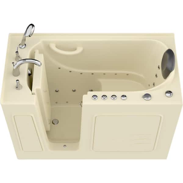 Universal Tubs Safe Premier 53 in. L x 26 in. W Left Drain Walk-in Air and Whirlpool Bathtub in Biscuit