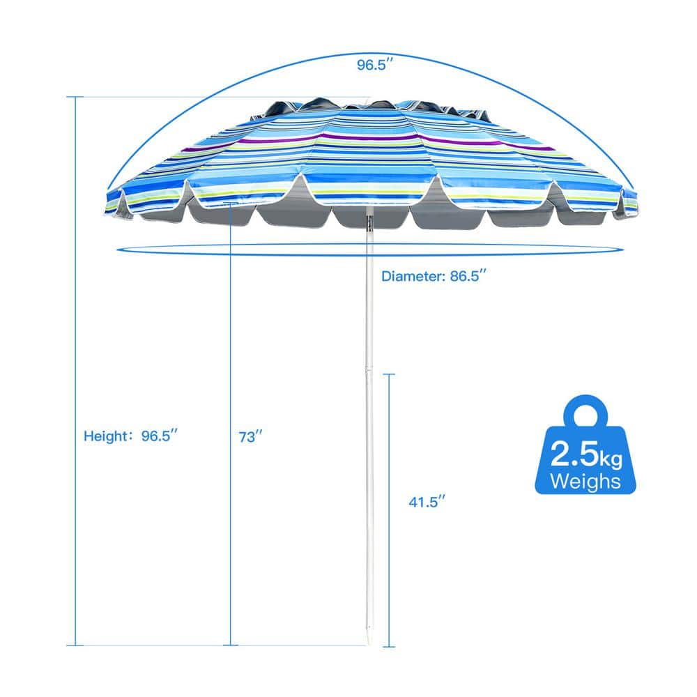 Gymax 8 ft. Beach Umbrella Outdoor Patio Garden with