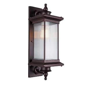 1-Light Brown Outdoor Waterproof Wall Sconce with Glass Shade