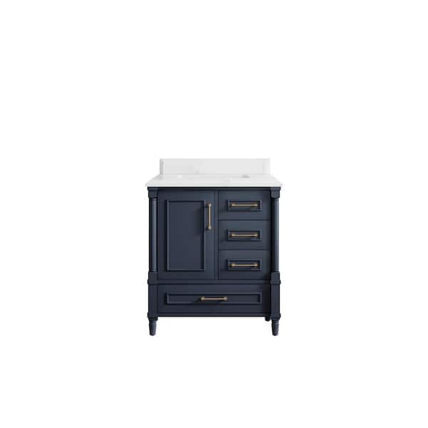Willow Collections Hudson 30 in. W x 22 in. D x 36 in. H Bath Vanity in Hale Blue with Cove Edge Empira Quartz Top