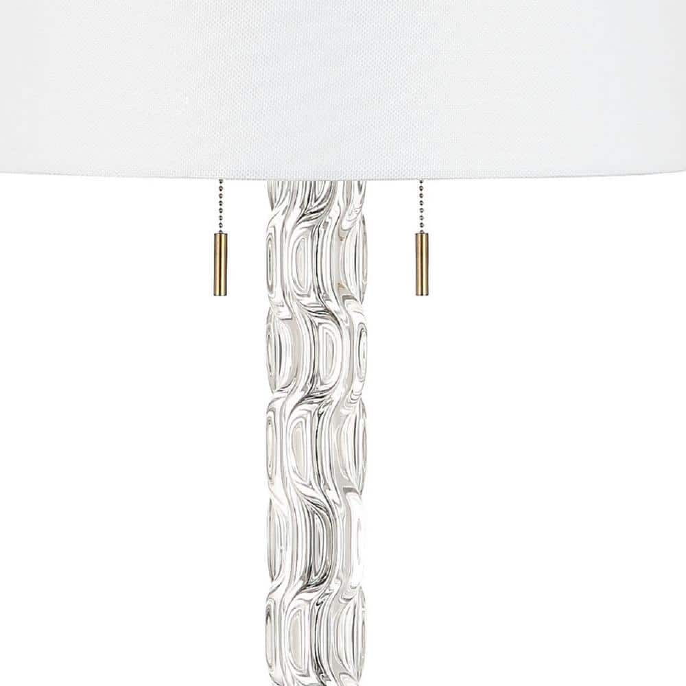 Rayna 34'' Clear Glass Table Lamp with White Shade and Gold Accents
