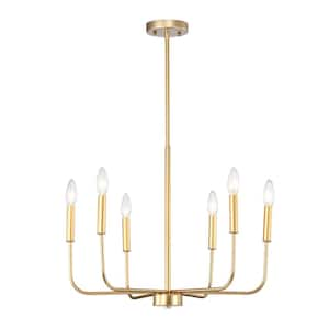 Triona 22.1 in. 6-Light Indoor Matte Gold Finish Chandelier with Light Kit