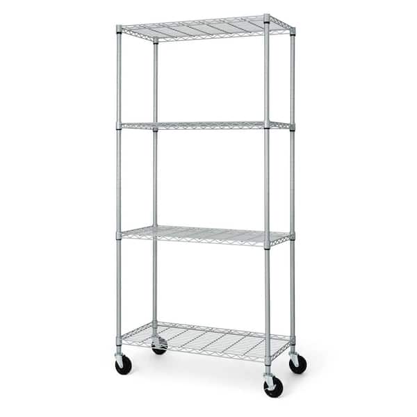 CAPHAUS Silver 4-Tier Adjustable Welded Steel Heavy Duty Garage Storage Unit Shelving (36 in. W x 76 in. H x 18 in. D)