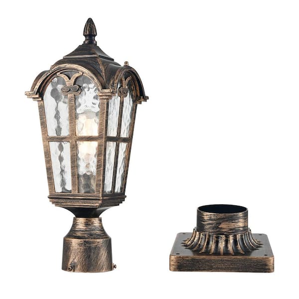 CLAXY 17.3 in. Gold Outdoor Hardwired Lantern Wall Sconce with No Bulbs Included