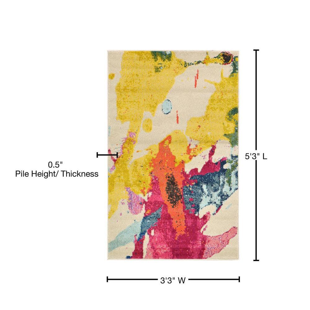 Catalan Beige and Multicolor Abstract Rectangular Area Rug