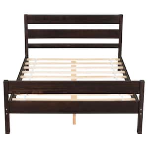 Espresso Brown Wood Frame Full Platform Bed with Headboard and Footboard
