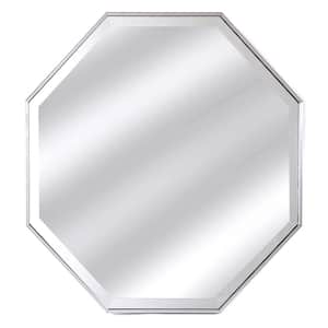 Medium Novelty Silver Beveled Glass Contemporary Mirror (28 in. H x 28 in. W)