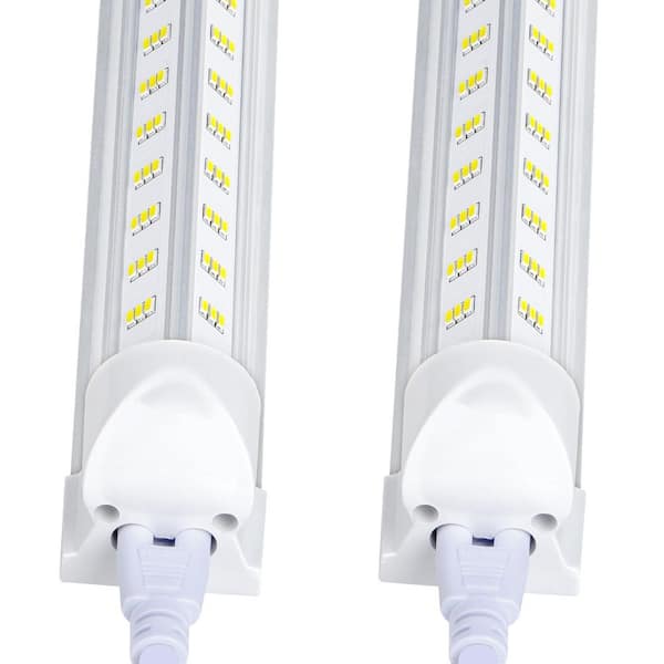 8 ft. 100-Watt T8 Compatible LED Shop Light w/ Clear Cover, 15500LM 6500K 6 Rows V Shape 270° for Workshop, (10-Pack)