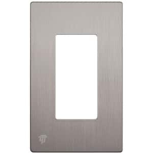 Elite 4.68 in. H x 2.93 in. L, Brushed Nickel 1-Gang Screwless Decorator Wall Plate