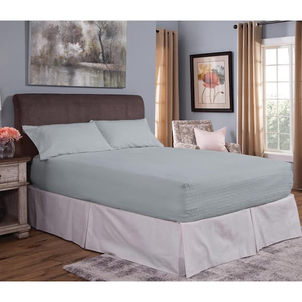 Bed Tite Flannel 3-Piece Light Blue Solid Twin Sheet Set
