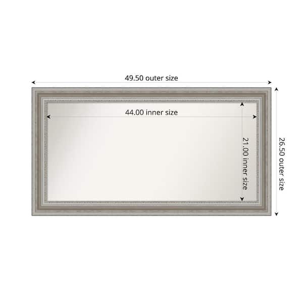 Amanti Art Parlor Silver 49.5 in. x 26.5 in. Custom Non-Beveled Recycled Polystyrene Framed Bathroom Vanity Wall Mirror
