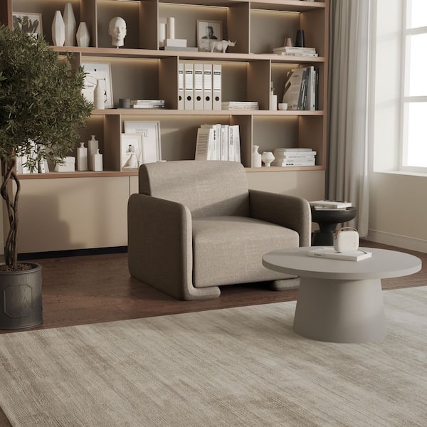 Leisuremod Accent Chair Upholstered in Linen Sturdy Wooden Base with Padded Seat and Back Nyta Collection in Grey