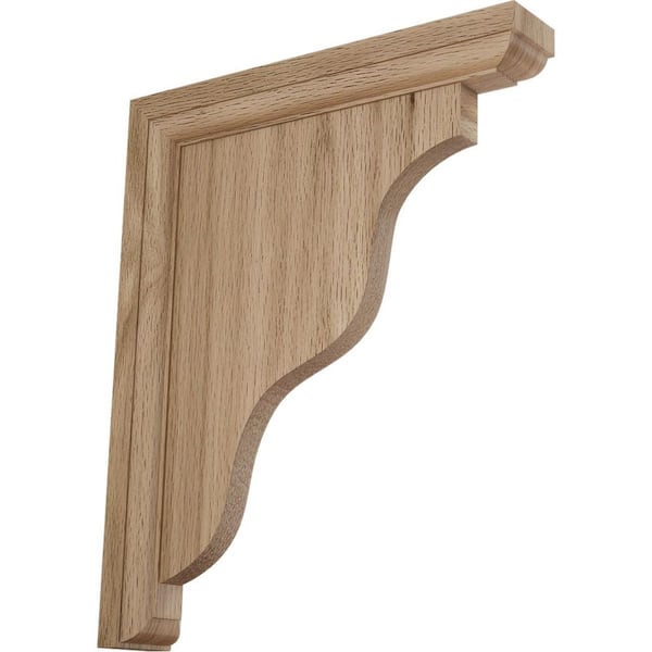 Ekena Millwork 1-1/2 in. x 9 in. x 11 in. Red Oak Hamilton Traditional Bracket