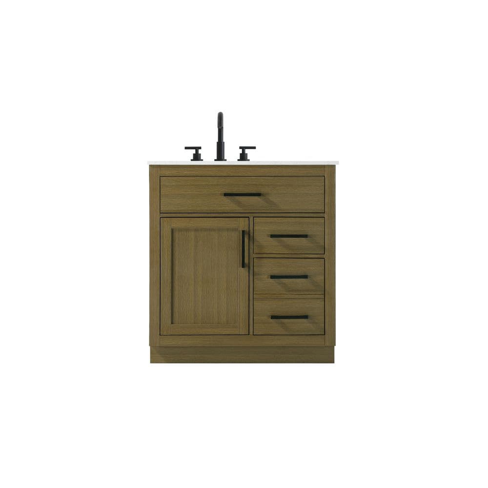 32 in. Single Sink Chestnut Brown Bath Vanity with White Engineered Marble Top price history on PriceWatchPro
