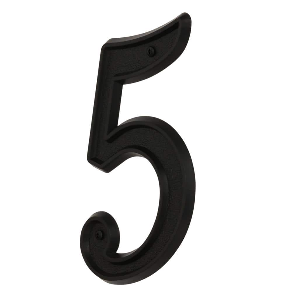 Everbilt 5-1/2 in. Black Plastic House Number 5 30956 - The Home Depot