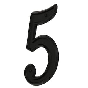 5-1/2 in. Black Plastic House Number 5