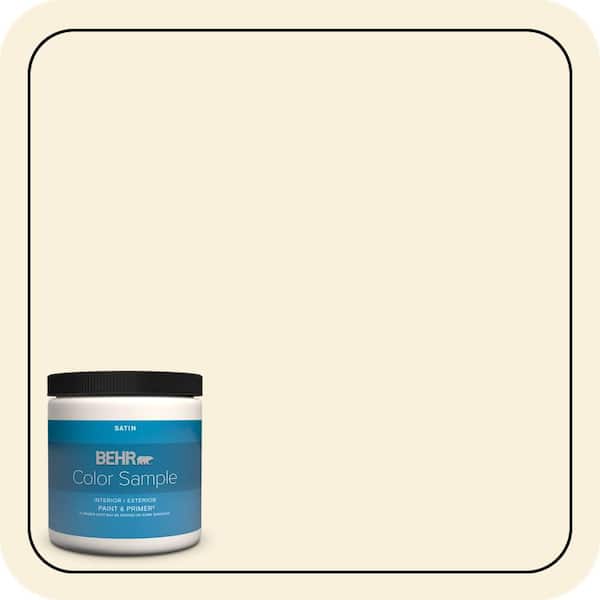 BEHR PREMIUM PLUS 8 oz. #370C-1 Lemon Pearl Satin Enamel Interior/Exterior Paint & Primer Color Sample