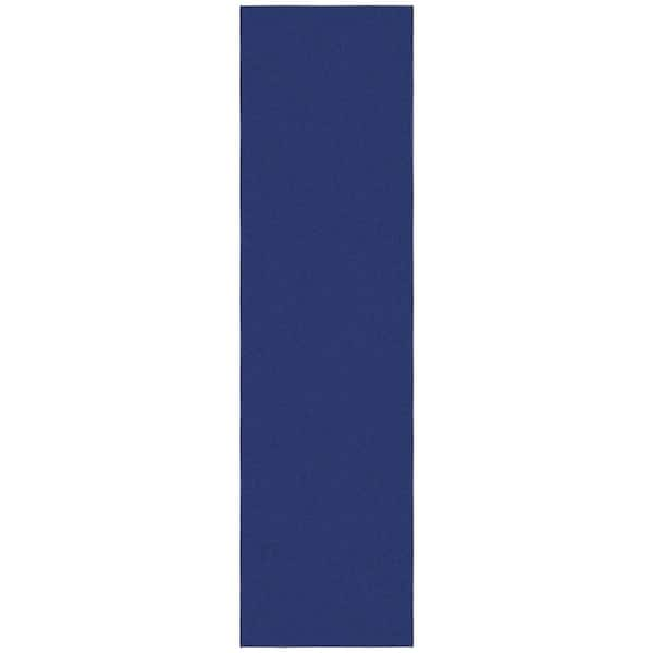 Ottohome Collection Non-Slip Rubberback Modern Solid Design 3x10 Indoor Runner Rug, 2 ft. 7 in. x 9 ft. 10 in., Navy