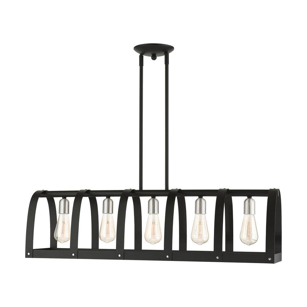 Black Linear Steel 5-Light Sputnik Chandelier