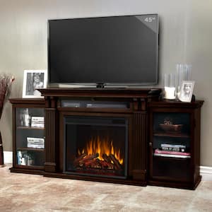 Calie Entertainment 67 in. Media Console Electric Fireplace TV Stand in Dark Walnut