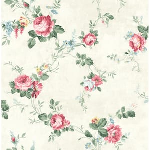 English Flowers Ivory and Multicolor Paper Non-Pasted Strippable Wallpaper Roll (Cover 56.05 sq. ft.)
