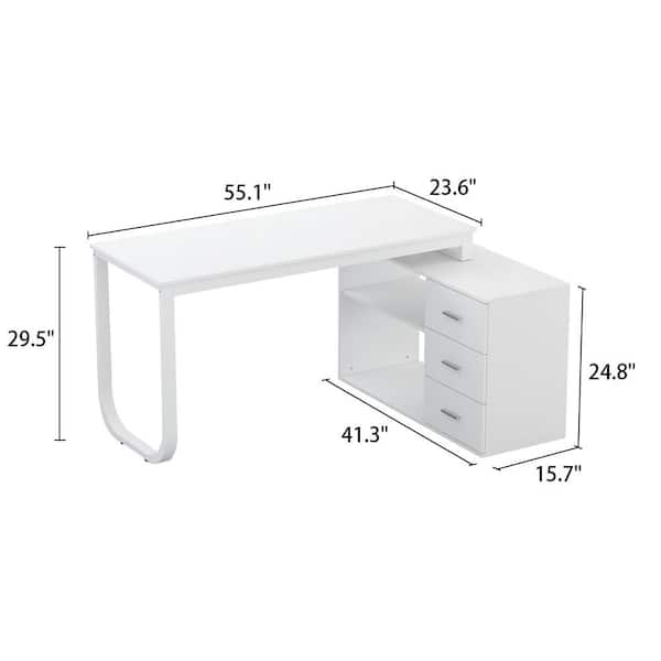 vidaXL Desk White 55.1x19.7x29.5 Solid Wood Pine