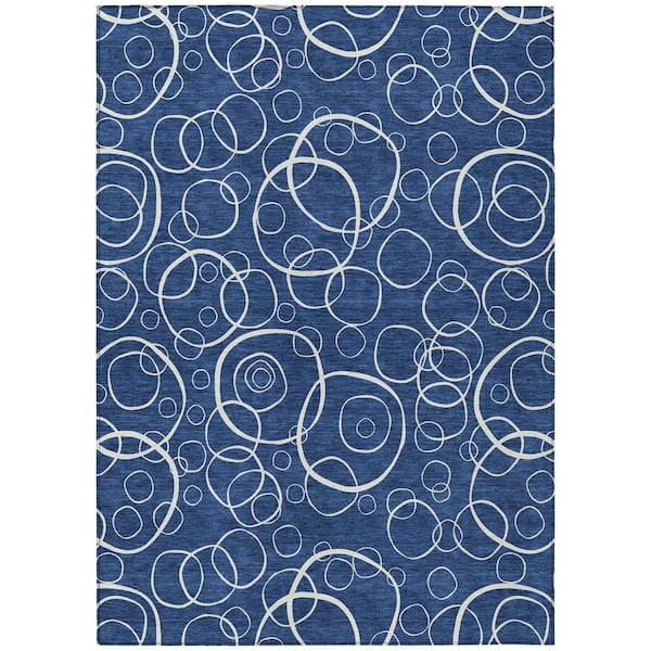 Chantille Machine Washable Indoor/Outdoor Abstract ACN2407 Navy 10 ft. x 14 ft. Area Rug