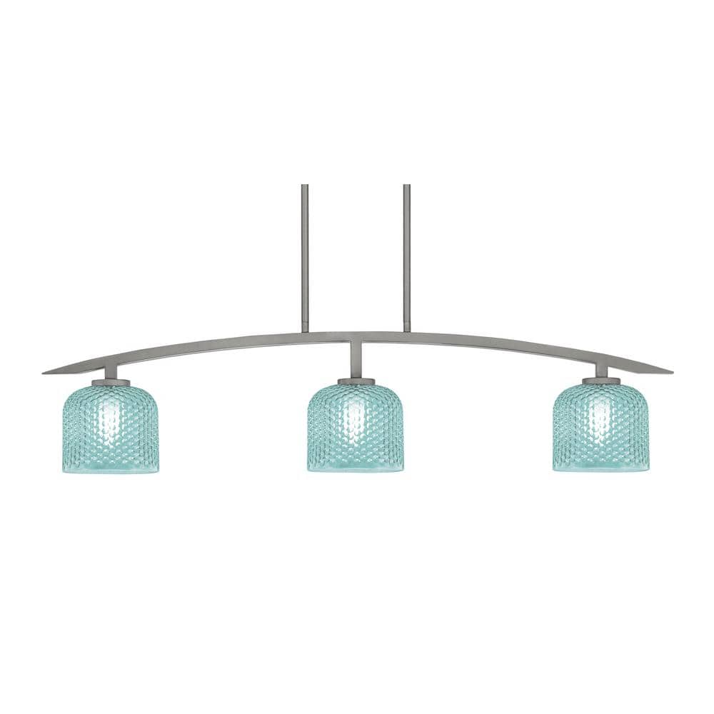 Siena 41 in. 3-Light Graphite Chandelier with 6 in. Turquoise Textured Glas
