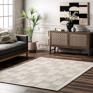 Danika Abstract Checkered Wool Ivory 8 ft. x 10 ft. Modern Area Rug