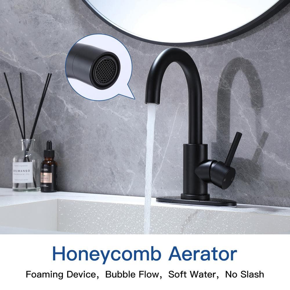 Matte Black Single-Handle Bathroom Faucet with Swivel Spout