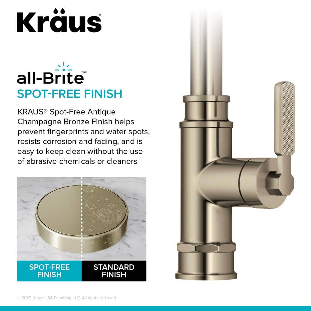 Antique Bronze Industrial Pull-Down Kitchen Faucet with Spray