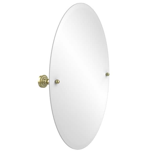 Allied Brass Dottingham 21 in. W x 29 in. H Frameless Oval Beveled Edge Bathroom Vanity Mirror in Satin Brass