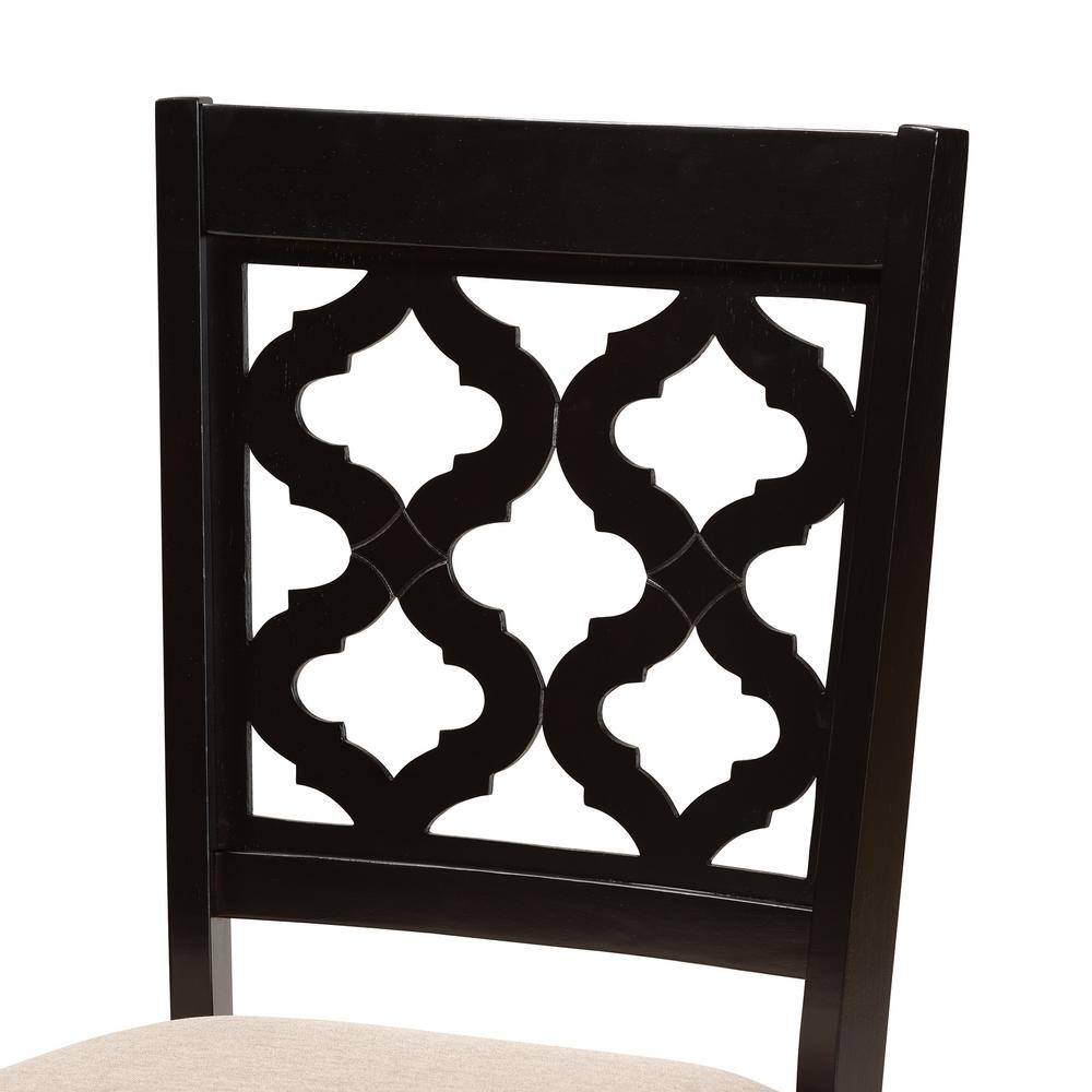 Ramiro Sand Upholstered & Dark Brown Wood Dining Chair Set