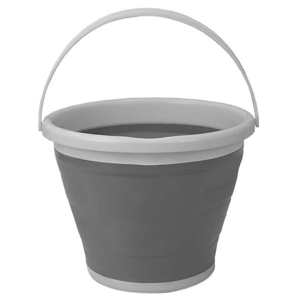 Home Basics 2.6 gal. Grey Collapsible Plastic Bucket, Gray