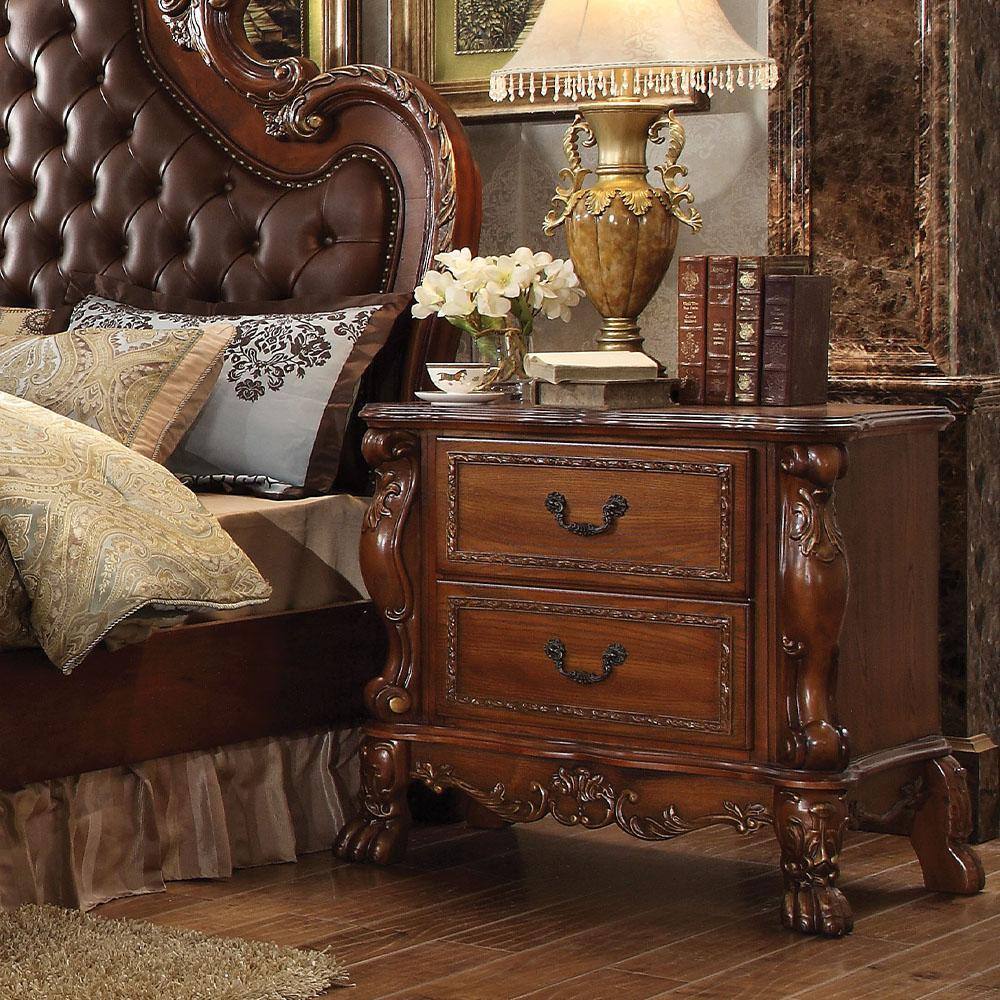 32" Cherry Oak Traditional 2-Drawer Nightstand