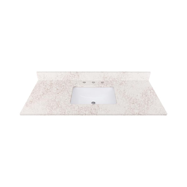 Avanity 43 in. W x 22 in. D Alluring Quartz White Rectangular Single Sink Bathroom Vanity Top