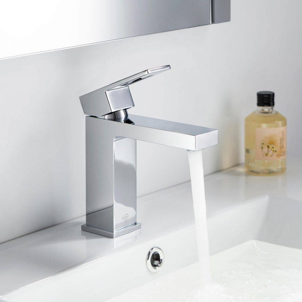 Cube Single-Hole Chrome Single-Handle Modern Bathroom Faucet