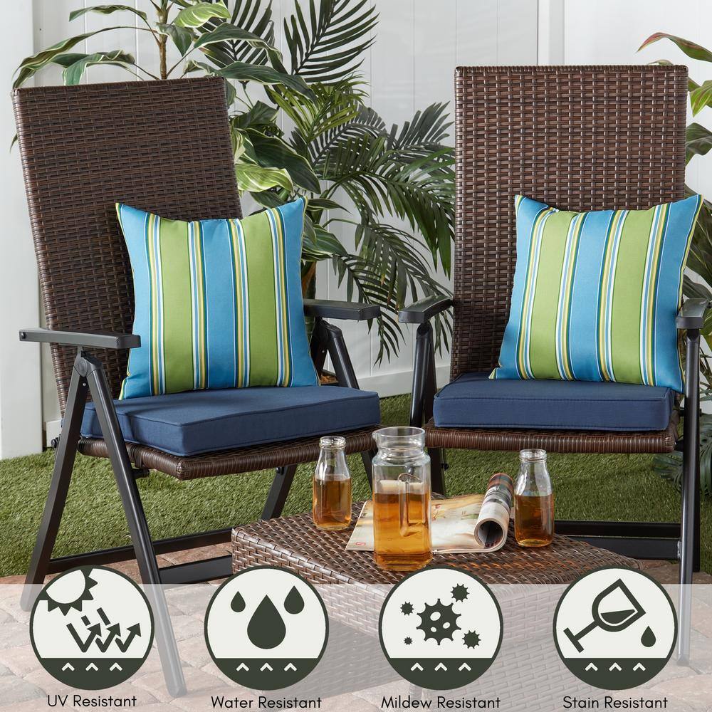 Cayman Stripe Transitional 17" Square Outdoor Throw Pillow Set