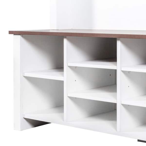 〆3/31 WHITE_WOOD_BENCH #4 Weston White Solid Maple Wood Hall Tree Bench – Upstate Amish