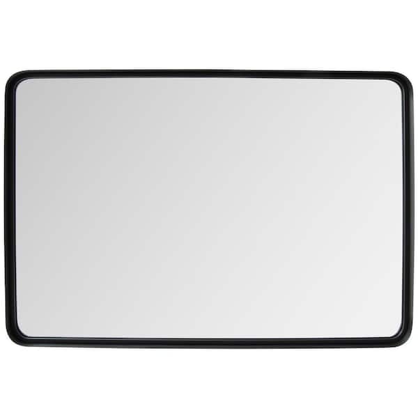 WELLFOR 36 in. W x 24 in. H Large Rectangular Steel Framed Wall Bathroom Vanity Mirror in Black