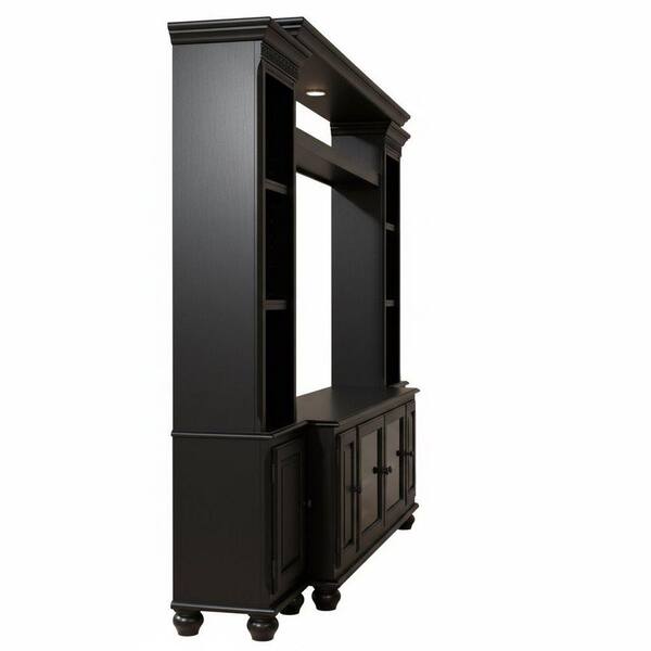 ACME Furniture テレビシェルフ Acme Furniture Ferla Black TV Stand Entertainment Center Fits TV's