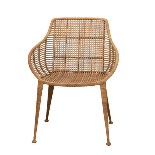 Storied Home Natural Hand-Woven Rattan Arm Chair