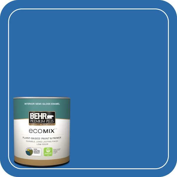 1 qt. #MQ4-24 Electric Blue Semi-Gloss Enamel EcoMix Plant-Based Interior Paint & Primer