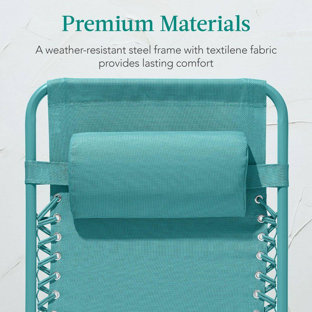 Caribbean Blue Steel Zero Gravity Beach Lounger with Tray