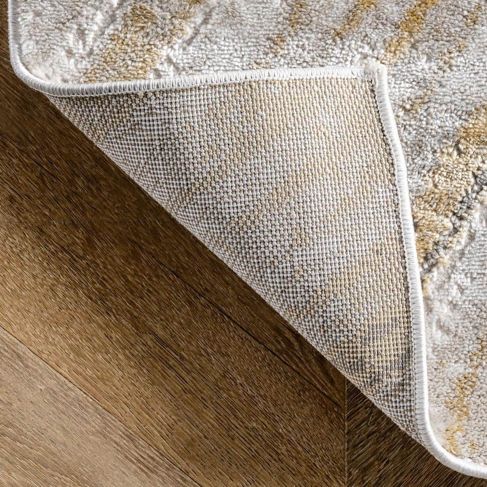 Abstract Gold Firework 8' x 10' Easy-Care Synthetic Area Rug