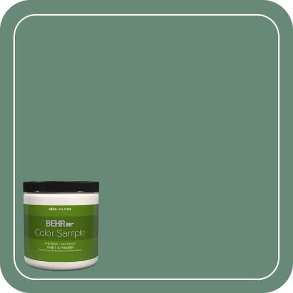 BEHR PREMIUM PLUS 8 oz. #PPF-35 Green Adirondack Semi-Gloss Interior/Exterior Paint & Primer Color Sample